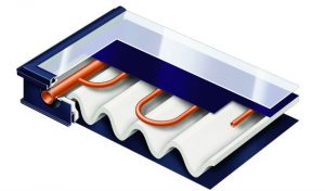 Conçu comme les autres capteurs plans de la gamme Vitosol, le Vitosol-FM se distingue par son absorbeur (A) à revêtement ThermProtect.