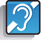 La présence d’une boucle auditive est signalée par ce logo bleu.