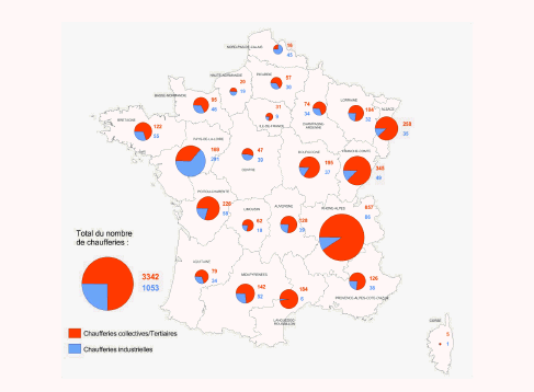 Chaufferies bois : la progression du parc en France (Projets prévisionnels aidés par l’ADEME de 2000 à 2011)
