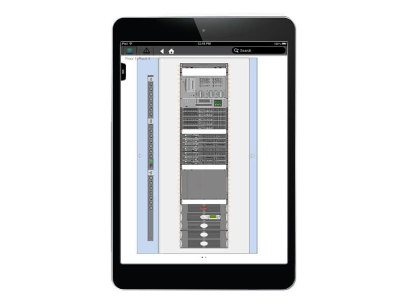 L'affichage de l'état des infrastructures peut se faire sur tablette. (c) Vertiv
