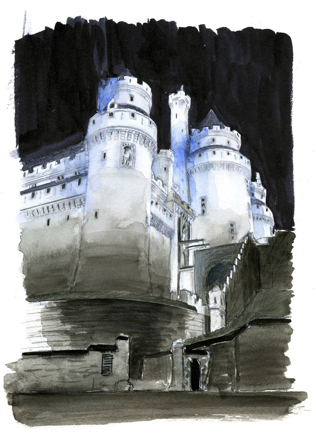 Aquarelle château de Pierrefonds © Anne Bureau