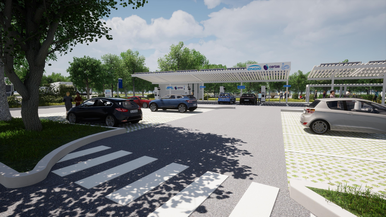 Les bornes de recharge pour parking de Certas associé à Engie<br>©Engie-credit PunkAgency