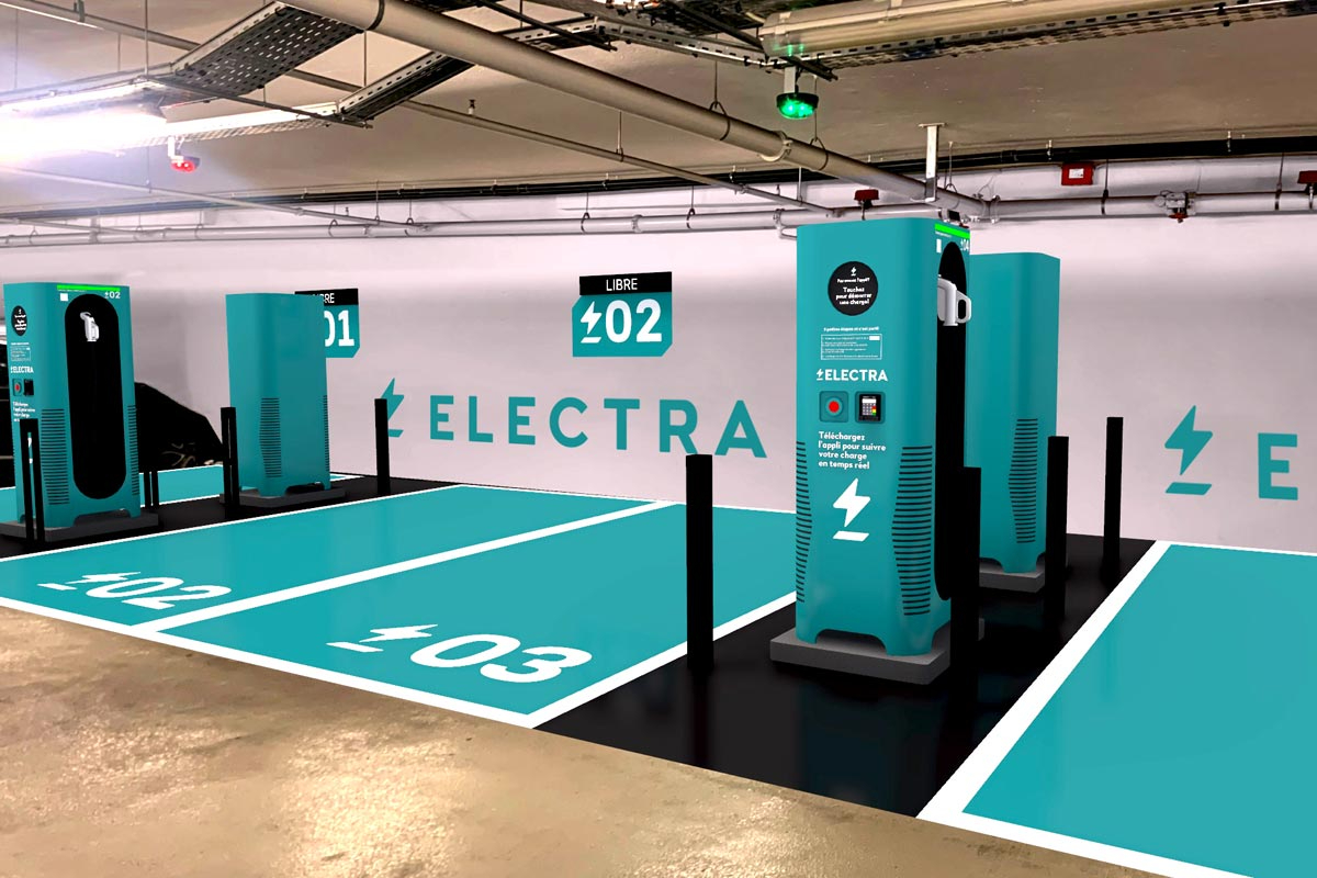 Parking équipé de bornes Electra<br>©Electra