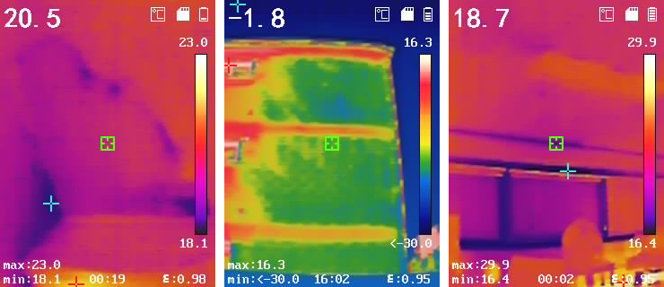 Thermogrammes de parties intérieures ou extérieures d'un bâtiment © Testoon