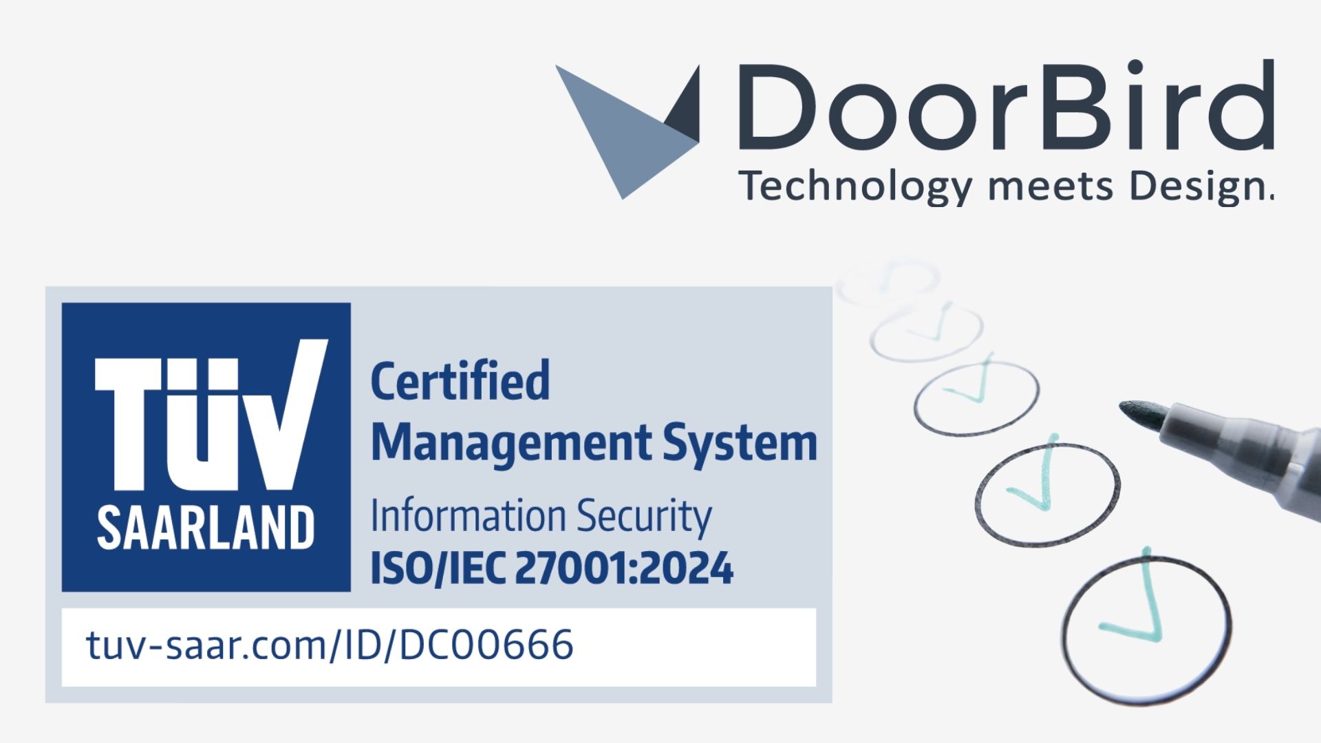 DoorBird/Bird Home Automation GmbH obtient la certification ISO/IEC 27001:2024 pour la sécurité de l'information