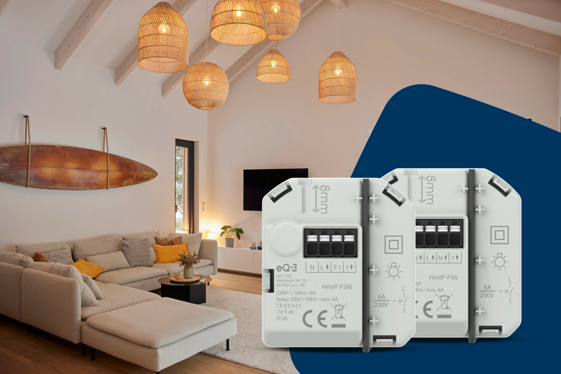 Les actionneurs de commutation 6 A encastrés Homematic IP, hautement compacts, automatisent les fonctions intelligentes smart home